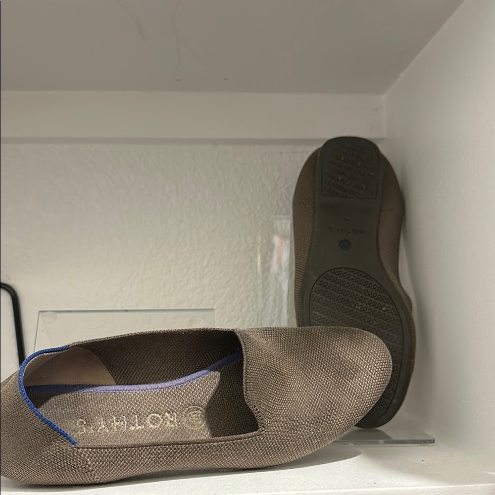 Rothy's Brown Flats with Blue Trim